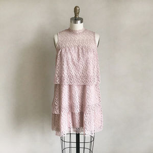 Zara Beige Nude Layered Lace Dress